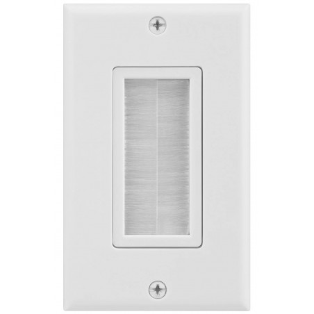 07-6086-01WH 1-Gang Brush Cable Pass Through Decorative Wall Plate - White