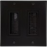 07-6086-02BK 2-Gang Brush Cable Pass Through Decorative Wall Plate - Black