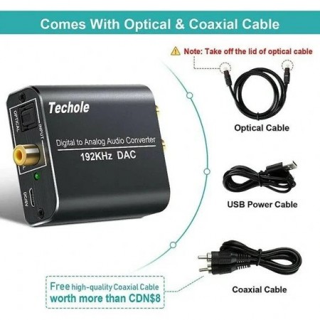 Techole HS202 Converter-192khz Digital to Analog Audio