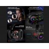 Havit H2016D 3.5mm Jack+USB Power 50mm Drive Stereo Surround Sound Gaming Headset with LED Light and HD Mic - Black